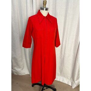 Vintage 70's 80's Lady Bayard Zip Front Shirt Dress Size 14 M/L Red Mod